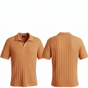 Polo en tricot côtelé, dernière tendance, manches courtes, coupe slim, respirant, coton doux, mode estivale, polos tendance pour hommes - Product Image 6