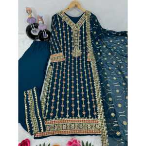 Magnifique haut brodé Plazzo Dupatta pour femmes pour les fêtes - Product Image 6