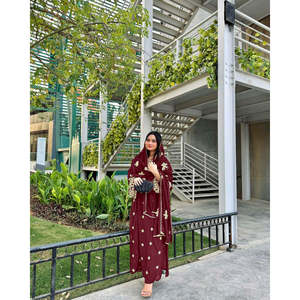 Ensemble haut et dupatta rouge pour femme PD-Aarohi, taille M, élégant, pour les fêtes, style palazzo - Product Image 5