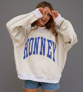 เสื้อพูลโอเวอร์โอเวอร์ไซส์ผ้าฝ้ายนุ่มปักลายด้านหน้าพิมพ์ลายตามสั่งสำหรับผู้หญิงปี 2026 คอกลม ไม่มีซับใน สไตล์ลำลอง สตรีทแวร์ สำหรับฤดูหนาวและฤดูใบไม้ร่วง - Product Image 4