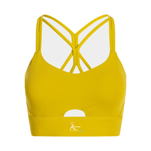 Women's High Support Lightweight Breathable Yoga Sports Bra Yellow Spandex/Polyester Adjustable Straps U-NECK - Product Image 1