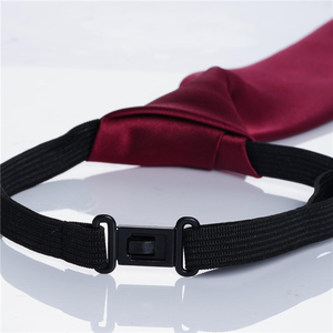 Adjustable Pre-Tied Necktie For <b>Boys</b> School Uniform <b>Black</b> Polyester Plain Weave <b>Tie</b> With Strap Buckle Closure - Product Image 5