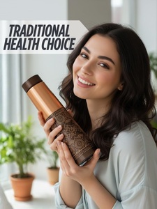 Wholesale Pure <b>Copper</b> Water <b>Bottle</b> Traditional Ayurvedic <b>Copper</b> <b>Bottle</b> with Mandala Artwork Leak Proof Eco Friendly Water <b>Bottle</b> - Product Image 6