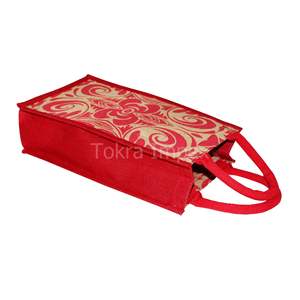 Bolsa para Botellas de Vino 100% Yute Natural con Asa Acolchada de Cuerda, Logotipo Personalizado, Bolsas de Compras para Dos Botellas de Whisky, para Regalos - Product Image 2