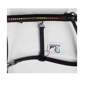 Brida de caballo de alta calidad, relleno de cuero suave genuino negro, latón macizo, variedad de colores, amarillo, naranja, rojo, nailon - Product Image 3