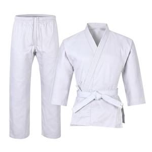 Ensemble d'uniforme de karaté marron MKH MKH-MU8 100 % coton, Gi d'arts martiaux respirant et extensible, coupe ample, tenue d'entraînement avec ceinture blanche - Product Image 2