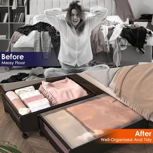 2 Contenitori Rotanti a 360 Gradi per Stoccaggio Sotto il Letto con Coperchio Antipolvere e Design Visibile - Product Image 5