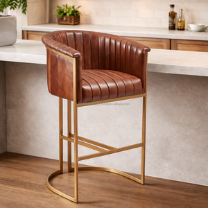 Chaise de comptoir élégante avec fonction pivotante et assise rembourrée pour îlot de cuisine contemporain ou bar à domicile - Product Image 2
