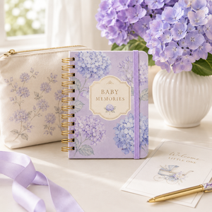 Carnet de notes spirale LABON Luxury Violet Hydrangea Baby Memories A8 à grille pointillée, carnet de voyage, carnet de mémos, cadeau - Product Image 2