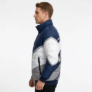 Storm Fit Men's Puffer <b>Jacket</b> Winter Windproof Stand Collar Zipper Closure Color Mountain Print Sporty Style - Product Image 6