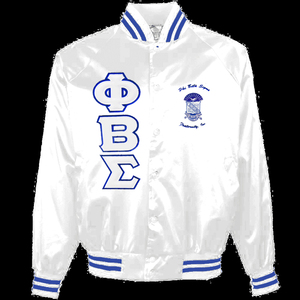 Chaqueta universitaria de invierno con bordado de seda, Phi Psi Zeta Phi Beta Sigma Rho Epsilon Gamma Omega Chi Eta Delta Satin - Product Image 4
