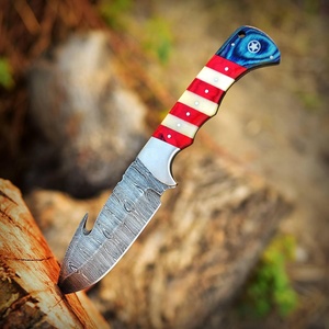 Couteau à crochet en acier Damas fait à la main avec manche en bois pukka et étui en cuir fin cadeau pour son couteau tendance couteau de boucher - Product Image 4