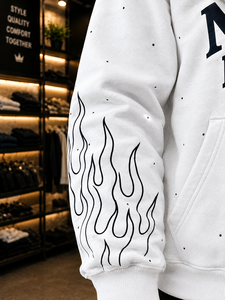 Sudadera con capucha blanca premium con cremallera y diseño de logotipo personalizado para ropa urbana, sudadera con capucha de manga larga con cremallera, sudadera con capucha con cremallera al por mayor - Product Image 5