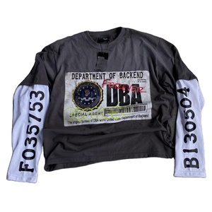 เสื้อยืดสตรีทแวร์ลายกราฟิกพิมพ์ลาย ผ้าฝ้าย 100% เนื้อหนา สองชั้น แขนยาว ล้างสีแบบแอซิดวอช - Product Image 1