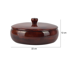 Boîte de rangement pour chapati en bois décorative, faite à la main, couleur marron, pour la cuisine et la salle à manger. - Product Image 1