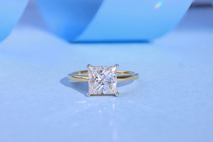 แหวนเพชรสำหรับปลูกในห้องปฏิบัติการและเจ้าหญิงสีทองดาวฝุ่น14K หรูหราและเรียบง่ายสำหรับการหมั้นงานแต่งงานอเนกประสงค์สไตล์คลาสสิก - Product Image 4