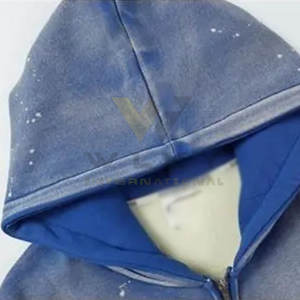 Hoodies brodés effet vieilli en coton mélangé, service OEM, pour hommes, collection 2026, les plus vendus - Product Image 3
