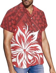 Ropa Polinesia, Vestido Tribal Hawaiano, Estampado Azul Tradicional, Ropa de Trabajo Personalizada, Ropa de Oficina para Mujer, Ropa a Juego para Parejas - Product Image 2