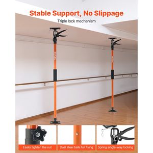 Set da 4 Aste di Supporto Telescopiche in Acciaio da 45,7-114,2 Pollici, Sistema di Supporto Regolabile a 3° Mano, Ancoraggi per Cartongesso, Palo di Supporto per Armadietti - Product Image 5