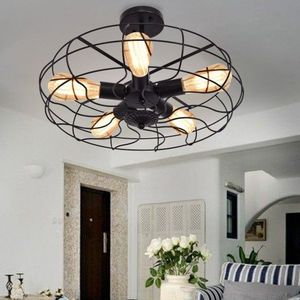 Lampadario a sospensione vintage a 5 luci in ferro, stile rustico farmhouse, con LED e telecomando per soggiorno e hotel - Product Image 1