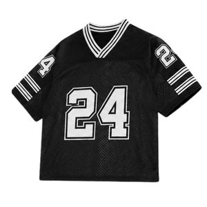 Streetwear American Football Jersey Cropped Mesh <b>Top</b> Women V Neck Breathable Heavyweight Polyester Training Sports Shirts - Product Image 4