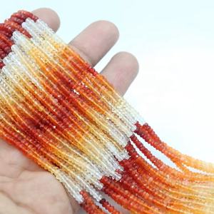 Cuentas Redondas Facetadas de Ópalo de Fuego Mexicano Natural de 4 mm y 13 Pulgadas para la Fabricación de Joyas - Product Image 1