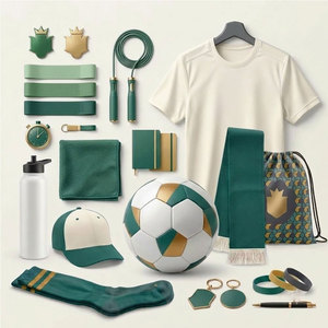 Kit de aficionado al fútbol duradero y promocional que incluye camiseta, balón de fútbol, gorra, bufanda y bandera para eventos de fútbol y actividades el día del partido. - Product Image 1