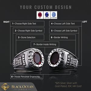 แหวนโรงเรียน BOJ 029 แหวนเงินประดับเพชรแบบสั่งทำพิเศษสำหรับรับปริญญา แหวนมหาวิทยาลัยสำหรับทุกเพศ ของขวัญสำหรับงานปาร์ตี้ในโอกาสต่างๆ ราคาประหยัด - Product Image 3