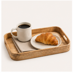 Premium Handmade Mango Wood Serving <b>Tray</b> With Built-in Handles Rectangular Wooden Platter For <b>Breakfast</b> Tea Coffee Eco-Friendly - Product Image 2