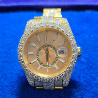 Montre en acier inoxydable de luxe de haute qualité, quartz et moissanite, pour hommes, design hip-hop glacé, disponible en gros, directement de l'usine