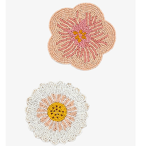 Sous-verre rond perlé fait main, broderie de perles de rocaille, sous-verre de Noël festif brodé de perles de rocaille - Product Image 5