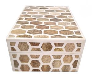 Boîte à bijoux artisanale en os incrusté, motif floral marocain, écologique, pour rangement décoratif, décoration de table, nouvel an - Product Image 1