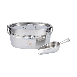 Luxury Mirror Polish Oval Stainless Steel Ice <b>Bucket</b> <b>With</b> <b>Lid</b> And Scoop Premium Party Champagne Wine Double Wall Beverage Tub - Product Image 1