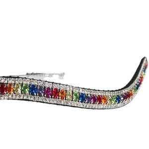 Banda de cuero para la frente con forma curva Para Caballo, impresionante, de 5 filas, cadena de cristal multicolor preciosa en todos los tamaños - Product Image 1