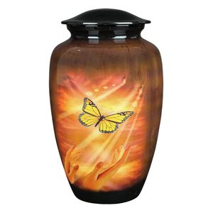 Urnes papillon brunes pour cendres humaines |   Urnes funéraires artisanales |   Urnes métalliques pour cendres humaines - Product Image 1