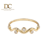Anillo de banda de oro amarillo macizo de 14 quilates con diamante cultivado en laboratorio para mujer, joyería de lujo, moderna, hecha a mano, fabricante personalizado