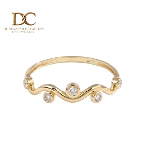 แหวนทองคำแท้ 14KT สีเหลือง ประดับเพชรเพาะเลี้ยงสำหรับผู้หญิง เครื่องประดับหรูหราทันสมัย งานแฮนด์เมด ผลิตตามสั่ง - Product Image 1