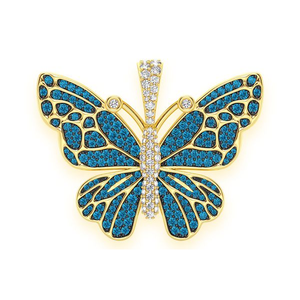 SHRAMAN DIAMOND Colgantes con forma de mariposa de plata 925 chapados en rodio, corte brillante, para mujer, niños y unisex, estilo hip hop, para fiestas - Product Image 4