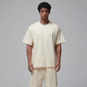 Wholesale Men's Round Neck T-Shirt and Shorts <b>Set</b> 250gsm 100% Cotton Letter Pattern Oversized Fit Breathable High Quality - Product Image 3