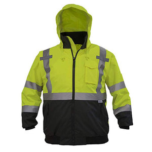 High Visibility <b>Orange</b> Reflective Safety <b>Jacket</b> Waterproof Winter Workwear ANSI Class 3 <b>Hi</b> <b>Vis</b> Bomber <b>Jacket</b> with Hood - Product Image 2