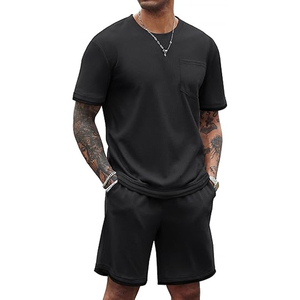 Mens T Shirt Cargo Shorts <b>Set</b> Manufacturer 2 Piece Cotton Summer Outfit OEM Custom Logo Wholesale Bulk - Product Image 1