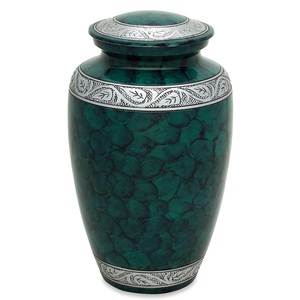 Urne funéraire en aluminium vert forêt brillant, minimaliste, solide, pour cendres d'adultes, urne commémorative funéraire - Product Image 2