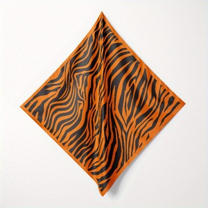 Custom Logo Printed Luxury Square Silk Satin Head Scarf Bandana with Geometric Animal Argyle <b>Leaf</b> Patterns Multi Functional - Product Image 6