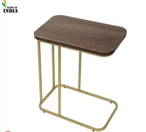 Table d'appoint moderne en bois en forme de C, multifonctionnelle pour canapé, chevet, lecture, collations, boissons et petits espaces. - Product Image 1