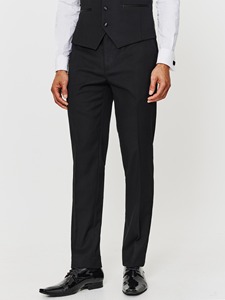 Costume de smoking noir 3 pièces pour homme en laine, simple boutonnage, col cranté, avec gilet et nœud papillon – Tenue de cérémonie - Product Image 4