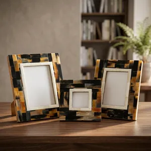 Handcrafted Agate Quartz Marble Mosaic Photo <b>Frame</b> Set Natural Stone Tabletop Decorative Picture Display Luxury Home Office Gift - Product Image 3