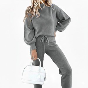 Ensemble de survêtement en molleton à col roulé pour femmes, sweat-shirt chaud, short décontracté respirant, ensemble deux pièces pour l'hiver - Product Image 6