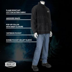 Chaqueta de Trabajo Negra ZUNEZI con Logotipo Estampado en la Espalda, Ropa de Seguridad, Chaqueta de Soldadura de Algodón FR, Ignífuga, con Respirador Industrial - Product Image 4