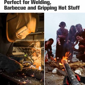 Gants de soudure en cuir de vachette renforcé, résistants à l'abrasion, pour la lutte contre les incendies, la grillade, le barbecue, avec logo personnalisé - Product Image 5