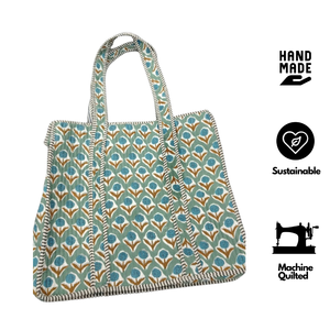 Bolsa de Mano de Algodón Jaipur Premium, Acolchada, con Estampado Floral Hecho a Mano, Duradera, Reutilizable, para Compras, Trabajo, Uso Diario, para Todas las Temporadas - Product Image 3